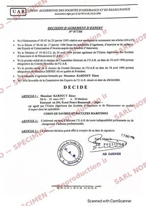 Agrément UAR n° 077/04 — expertise maritime